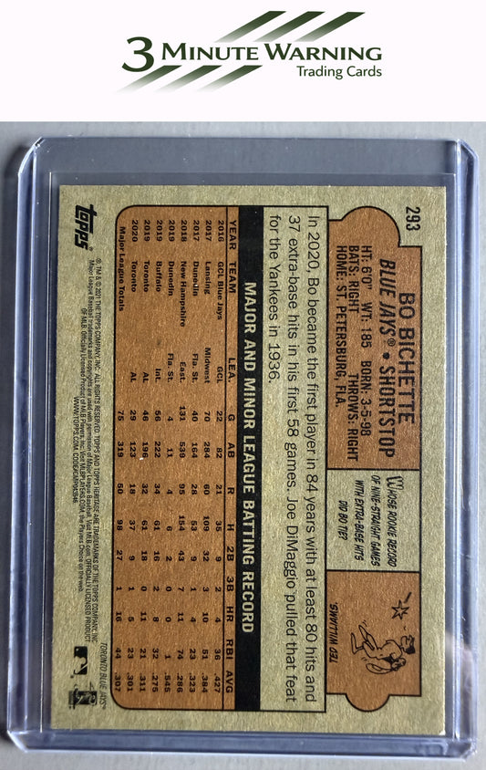 2021 Topps Heritage #293 Bo Bichette : Team Color