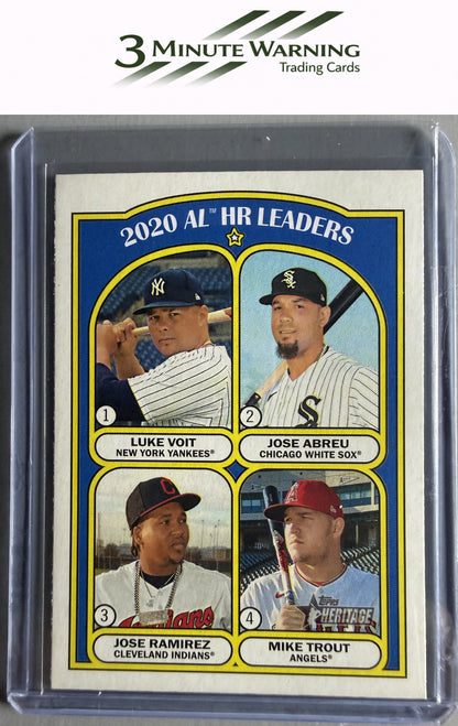 2021 Topps Heritage #90 2020 AL HR Leaders (Voit / Abreu / Ramirez / Trout) LL