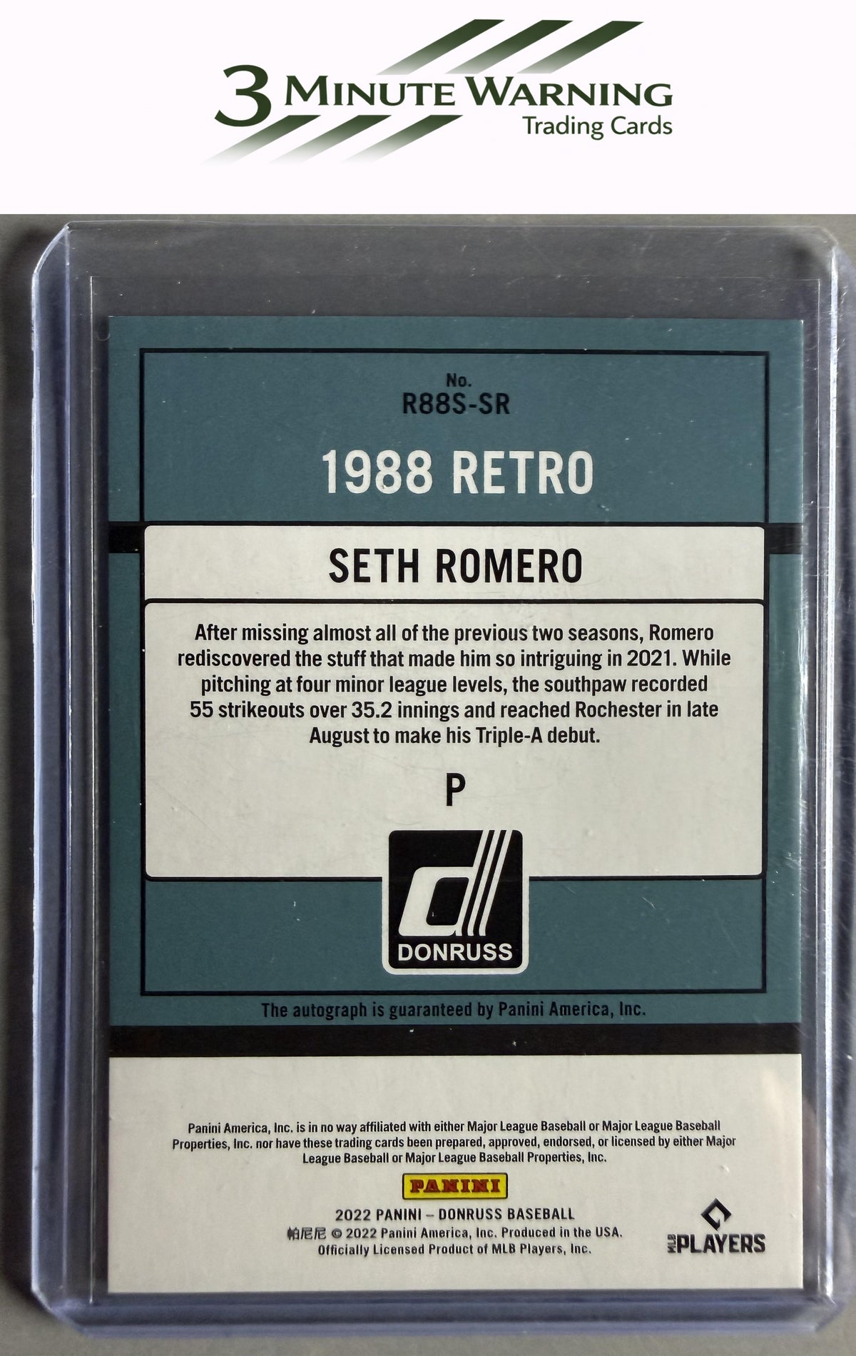 2022 Donruss #R88S-SR Seth Romero Retro 1988 Signatures Pink Fireworks #/199