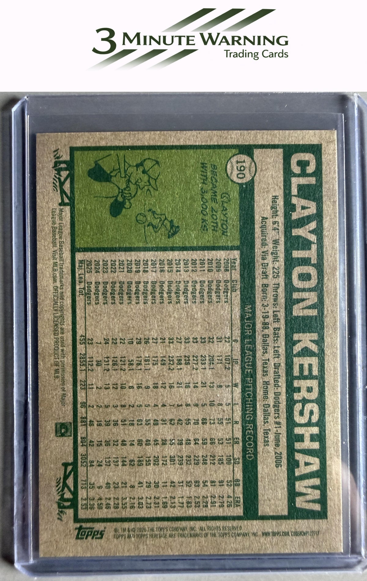 2026 Topps Heritage #190 Clayton Kershaw
