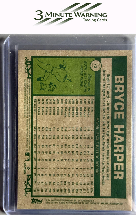 2026 Topps Heritage #72 Bryce Harper Chrome Aqua Sparkle Refractor