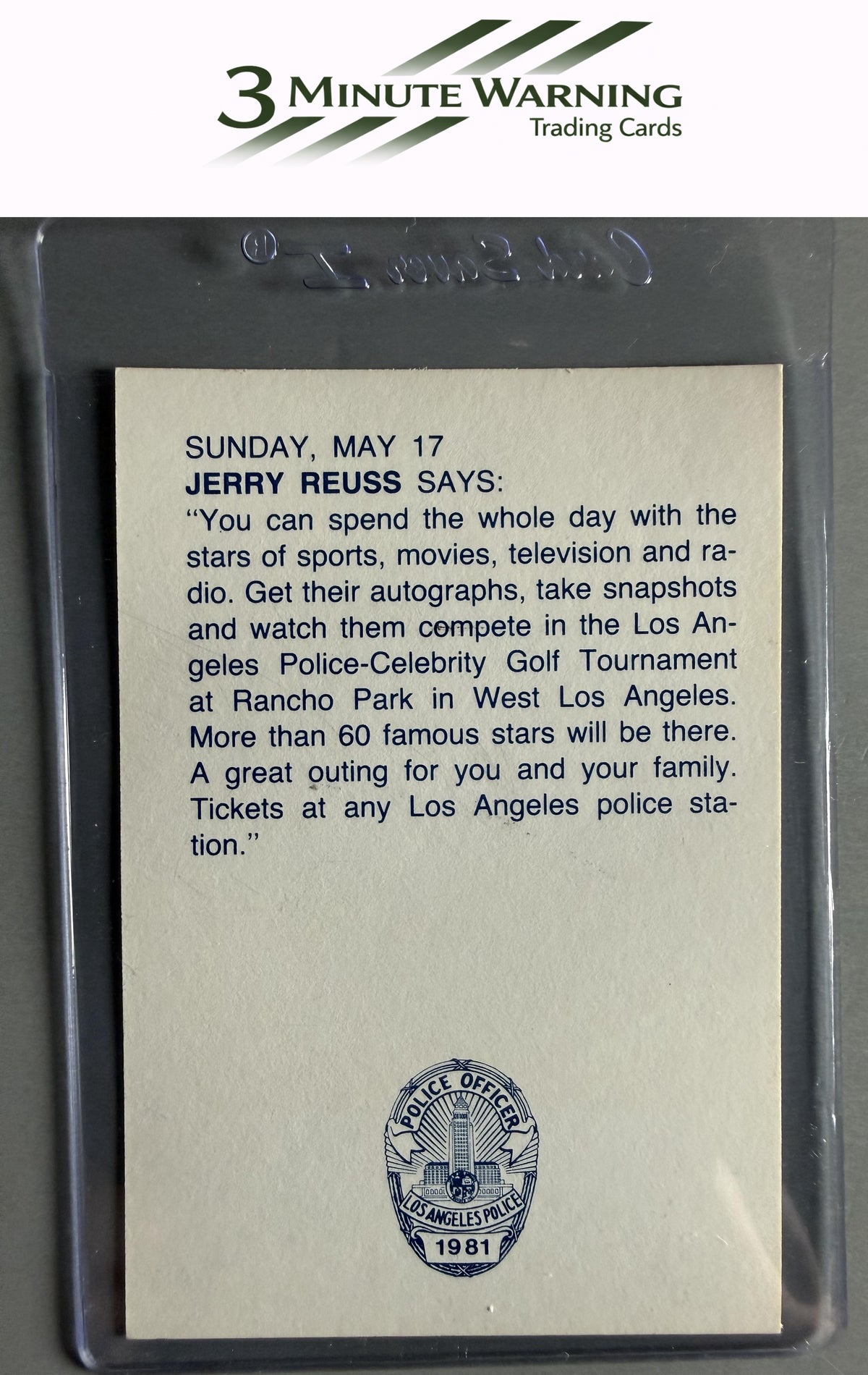 1981 Los Angeles Dodgers Police #NNO Jerry Reuss