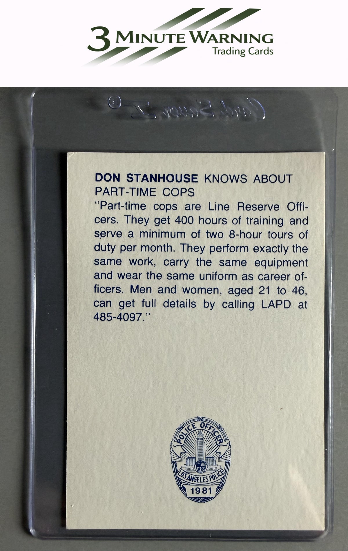 1981 Los Angeles Dodgers Police #NNO Don Stanhouse