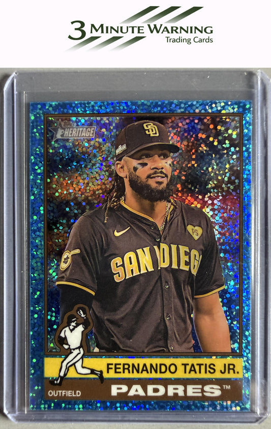 2025 Topps Heritage #118 Fernando Tatis Jr. Chrome Light Blue Sparkle Refractor