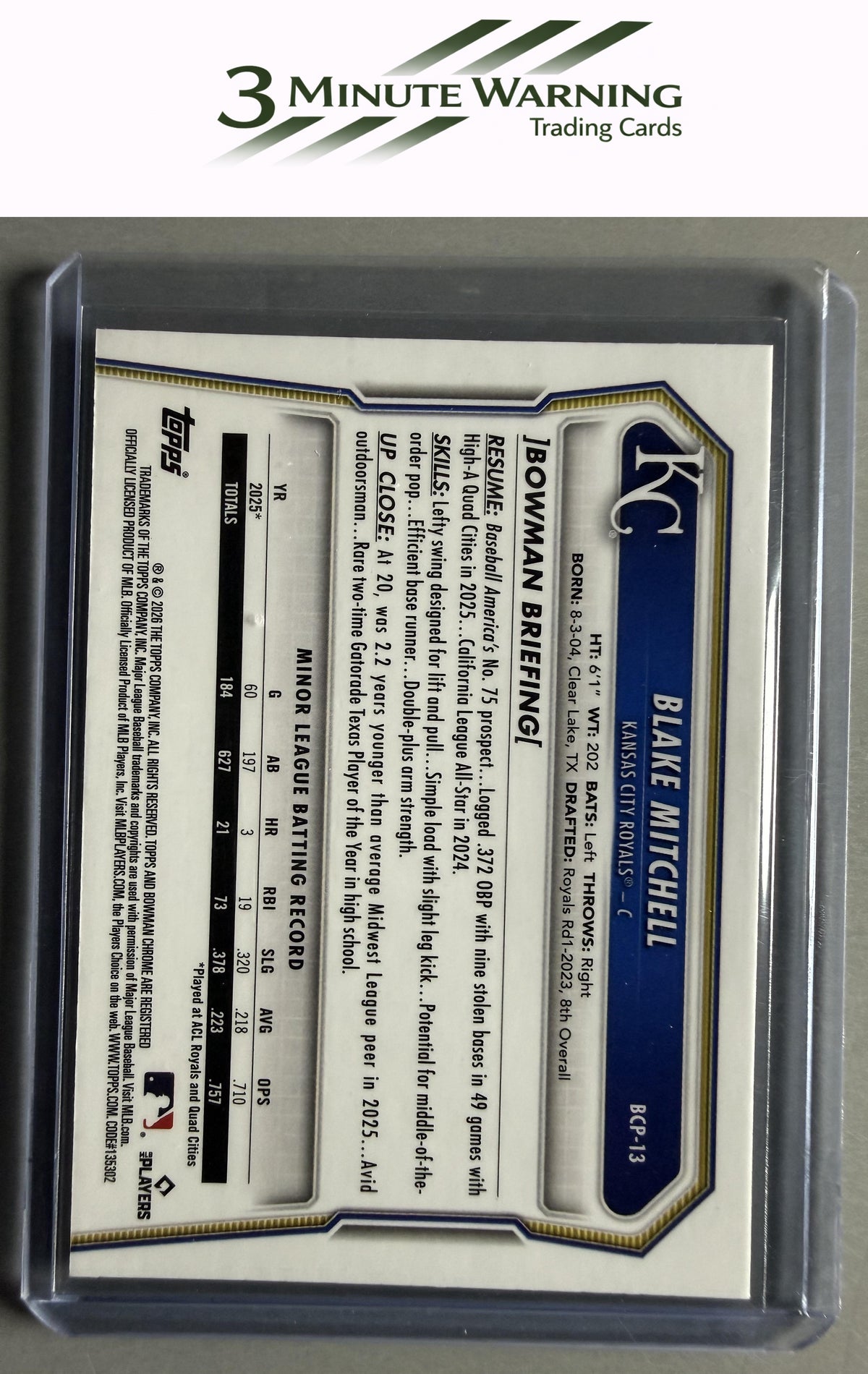 2026 Bowman #BCP-13 Blake Mitchell Chrome Prospects