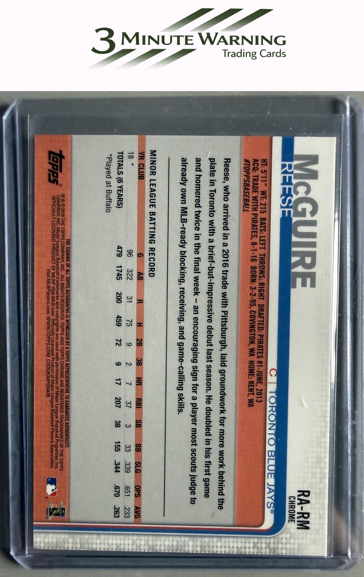 2019 Panini Prizm #RA-RM Reese McGuire Rookie Autographs