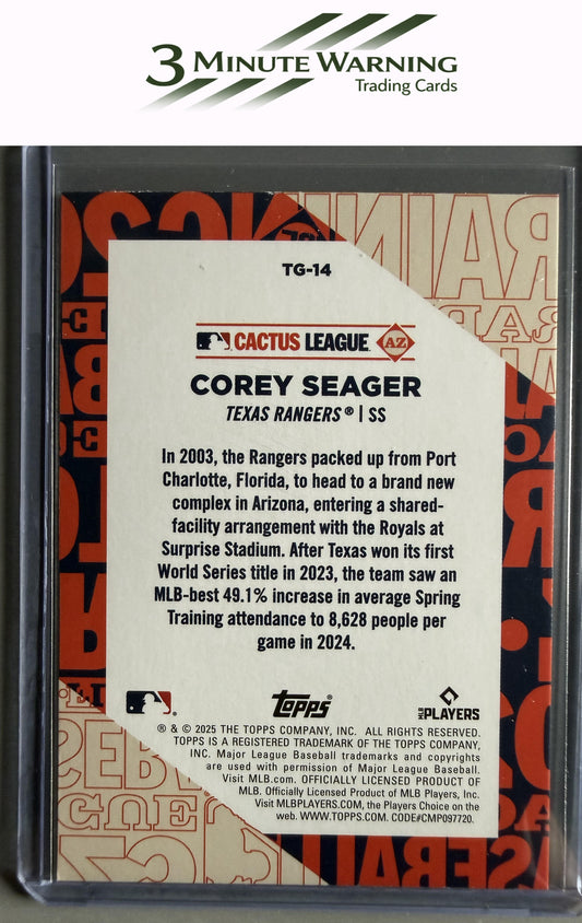 2025 Topps #TG-14 Corey Seager Training Grounds