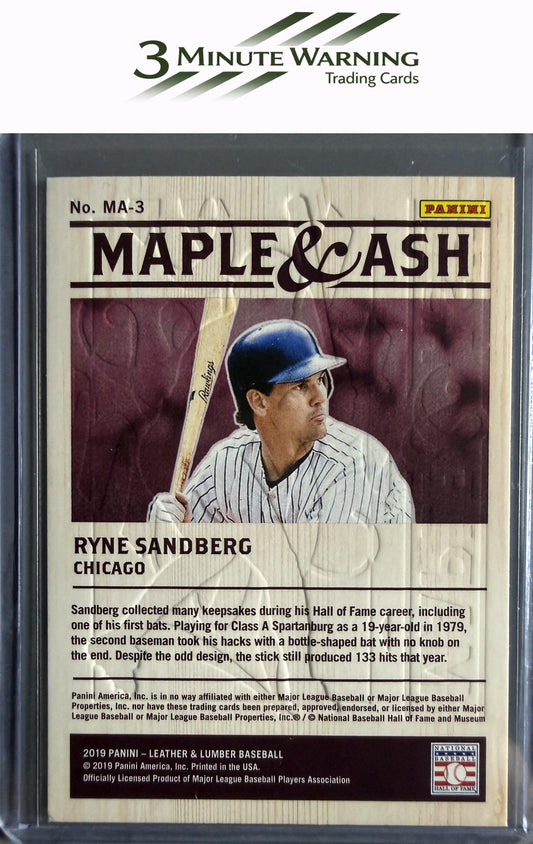 2019 Panini Leather & Lumber #MA-3 Ryne Sandberg Maple and Ash