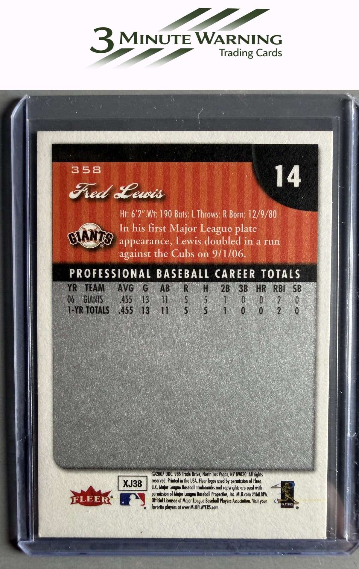 2007 Fleer #358 Fred Lewis