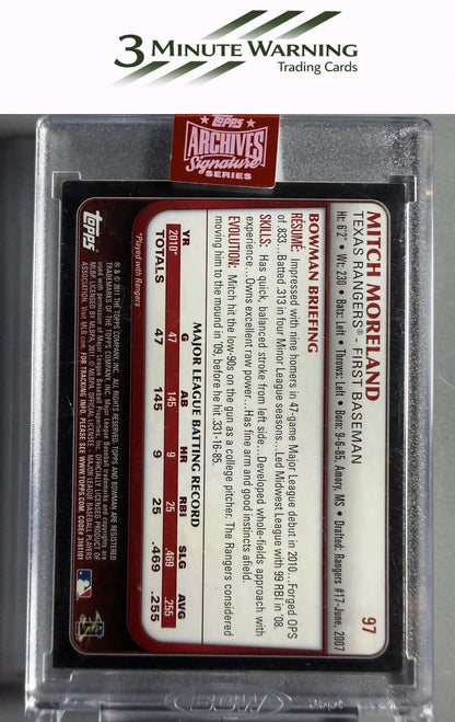 2011 Bowman #97 Mitch Moreland Topps Archives Signature Series /74
