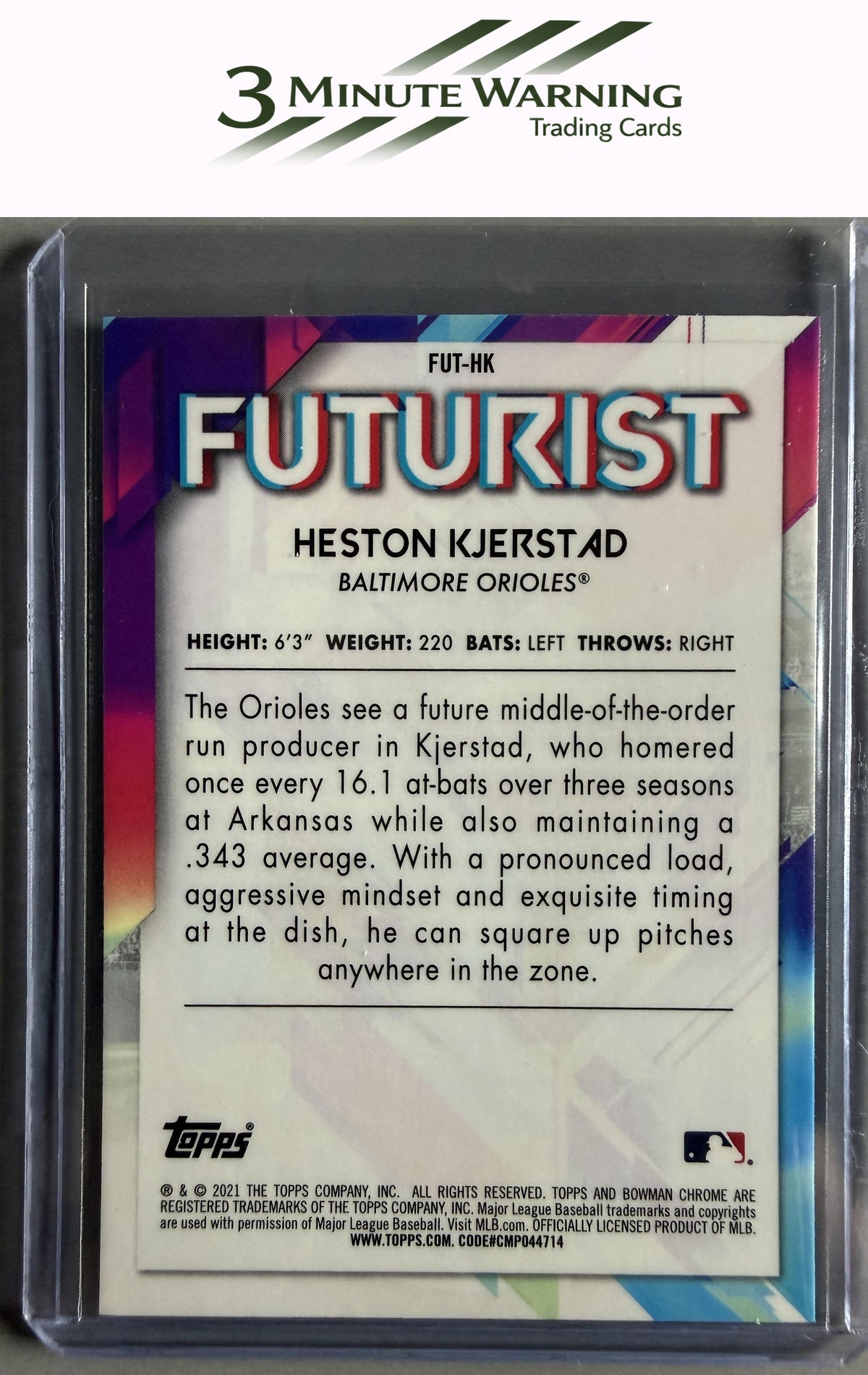 2021 Bowman #FUT-HK Heston Kjerstad Chrome Futurist Mojo Refractor
