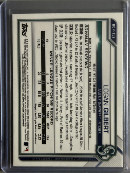 2021 Bowman Chrome #BCP-152 Logan Gilbert Prospects Mojo Refractor