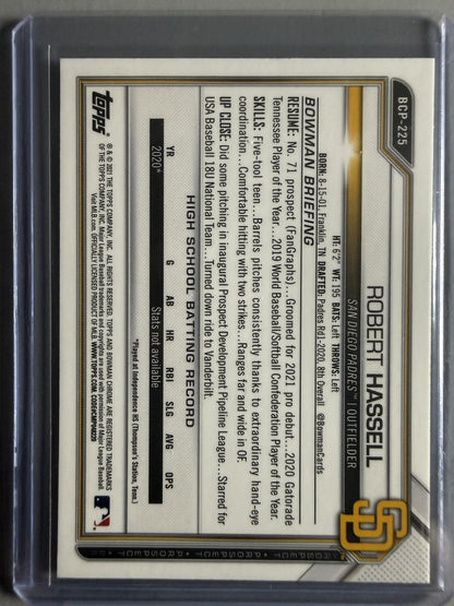 2021 Bowman Chrome #BCP-225 Robert Hassell Prospects Mojo Refractor