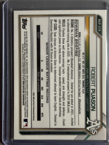 2021 Bowman Chrome #BCP-218 Robert Puason Prospects Mojo Refractor