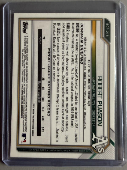 2021 Bowman Chrome #BCP-218 Robert Puason Prospects Mojo Refractor