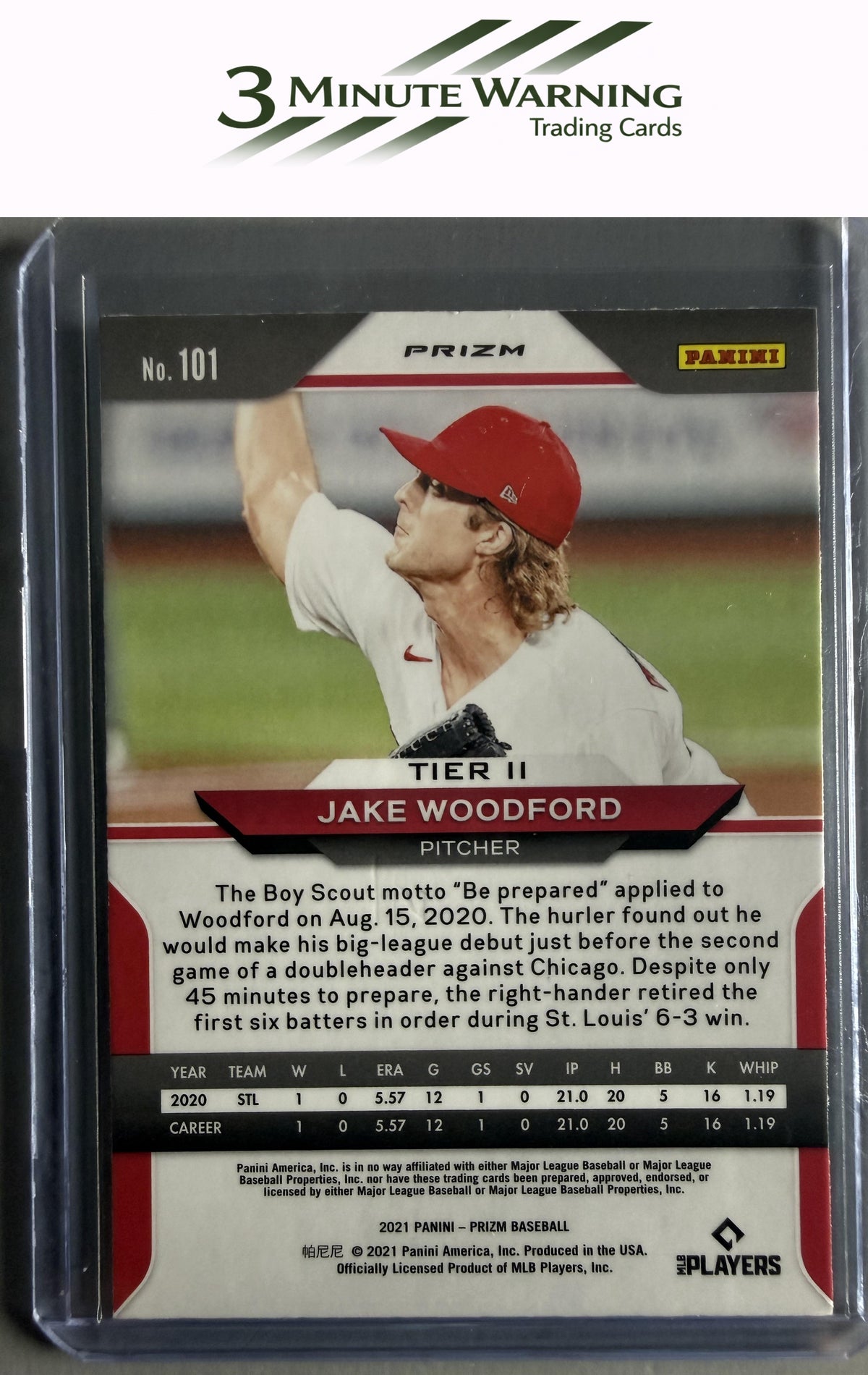 2021 Panini Prizm #101 Jake Woodford Red/White/Blue Prizm