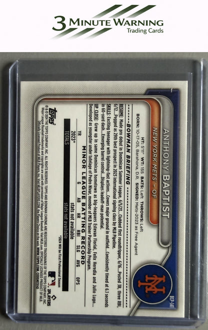 2024 Bowman #BCP-141 Anthony Baptist Chrome Prospects