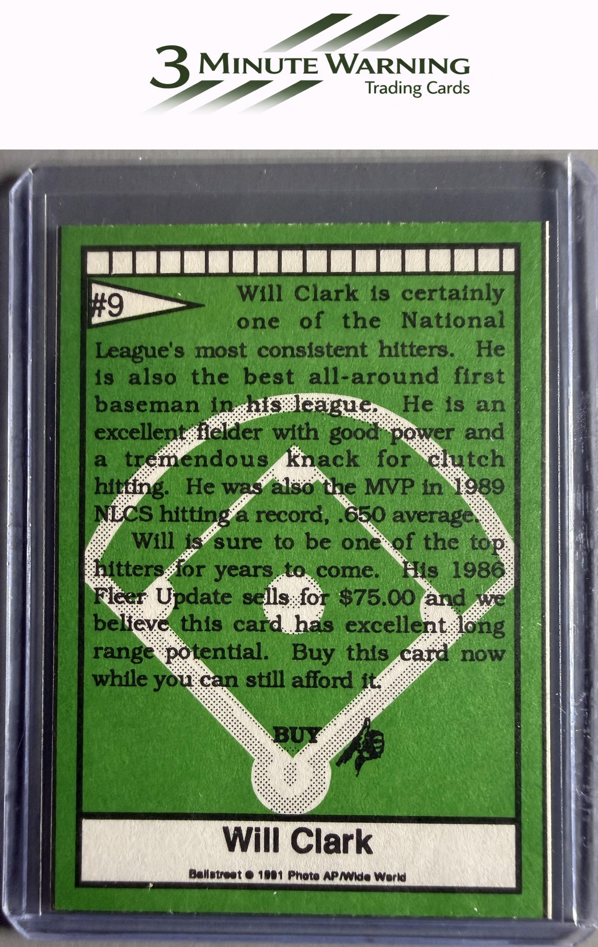 1991 Ballstreet #9 Will Clark