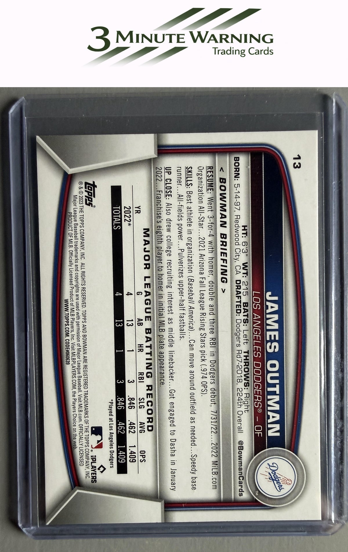 2023 Bowman #13 James Outman