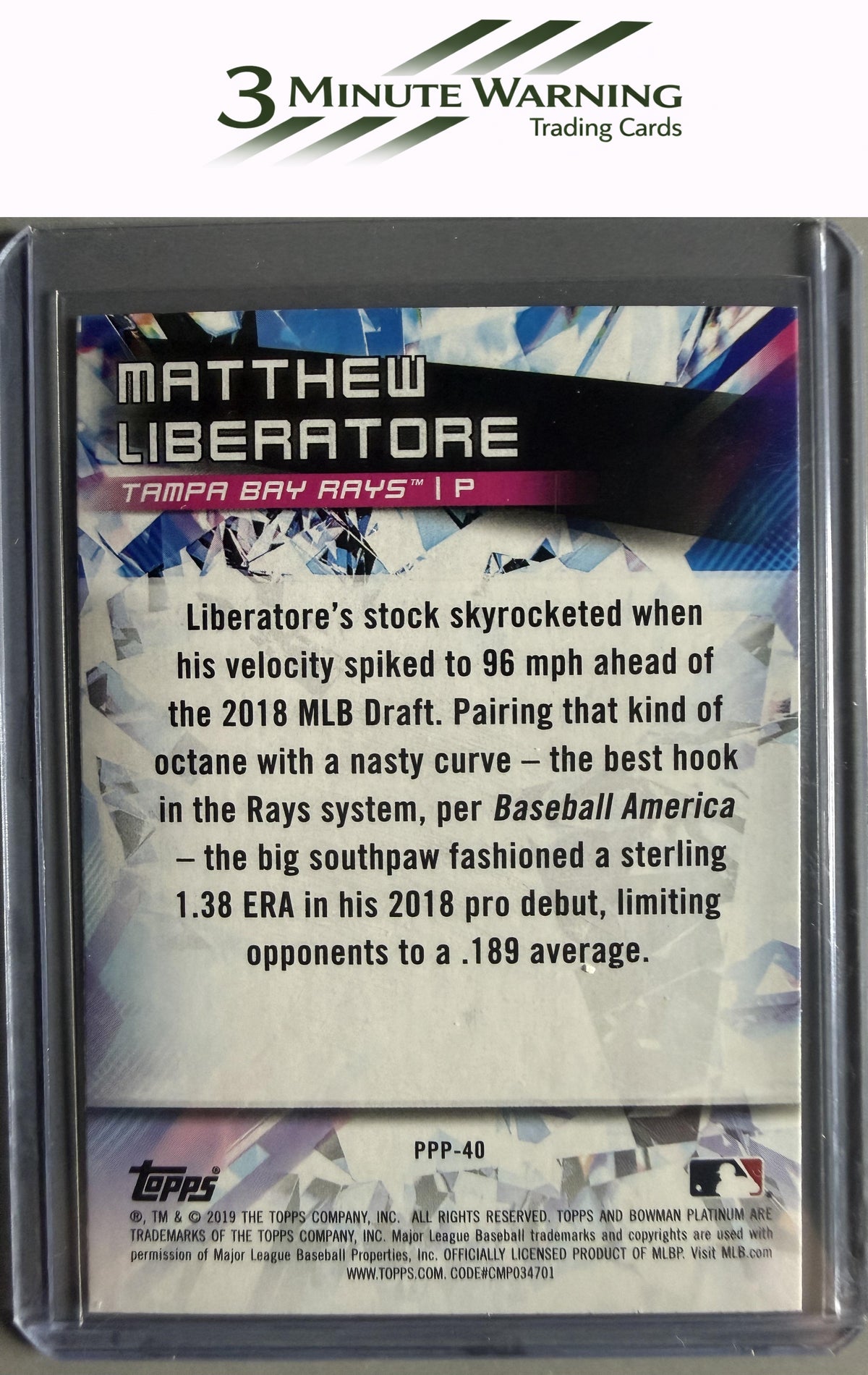 2019 Bowman Platinum #PPP-40 Matthew Liberatore Prismatic Prodigies