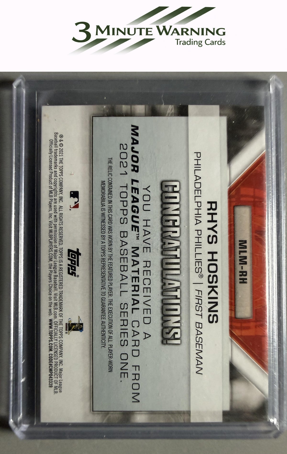 2021 Topps #MLM-RH Rhys Hoskins Major League Material Relics (Series One)
