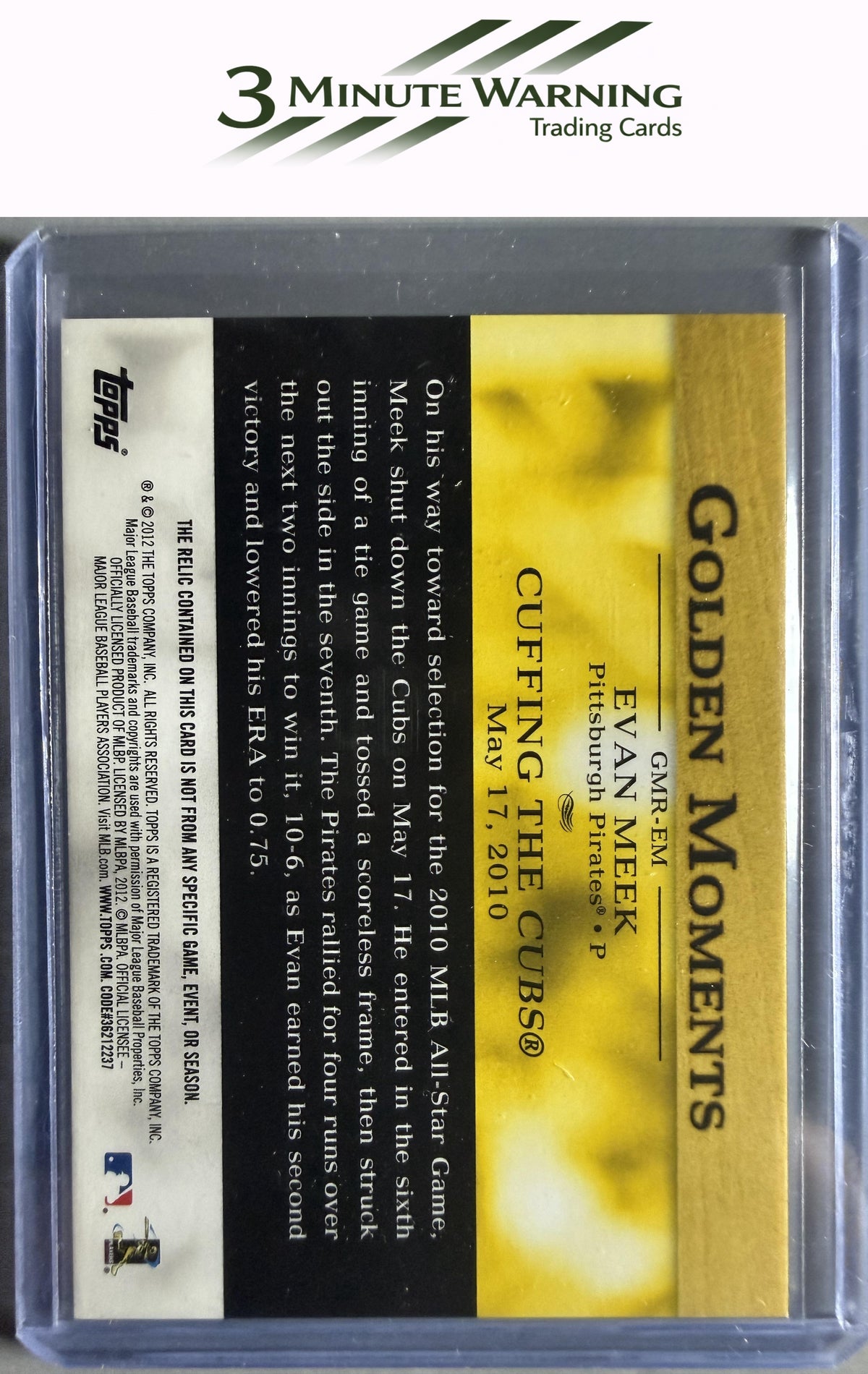 2012 Topps #GMR-EM Evan Meek Golden Moments Relics