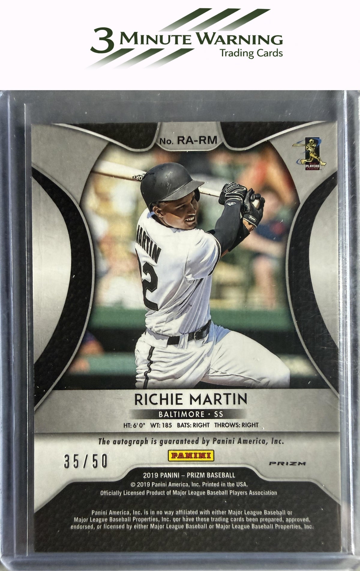 2019 Panini Prizm #RA-RM Richie Martin Rookie Autographs Snake Skin Prizm #/50