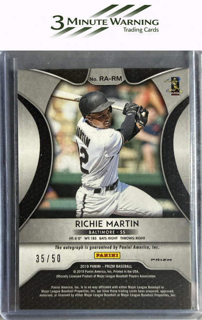 2019 Panini Prizm #RA-RM Richie Martin Rookie Autographs Snake Skin Prizm #/50
