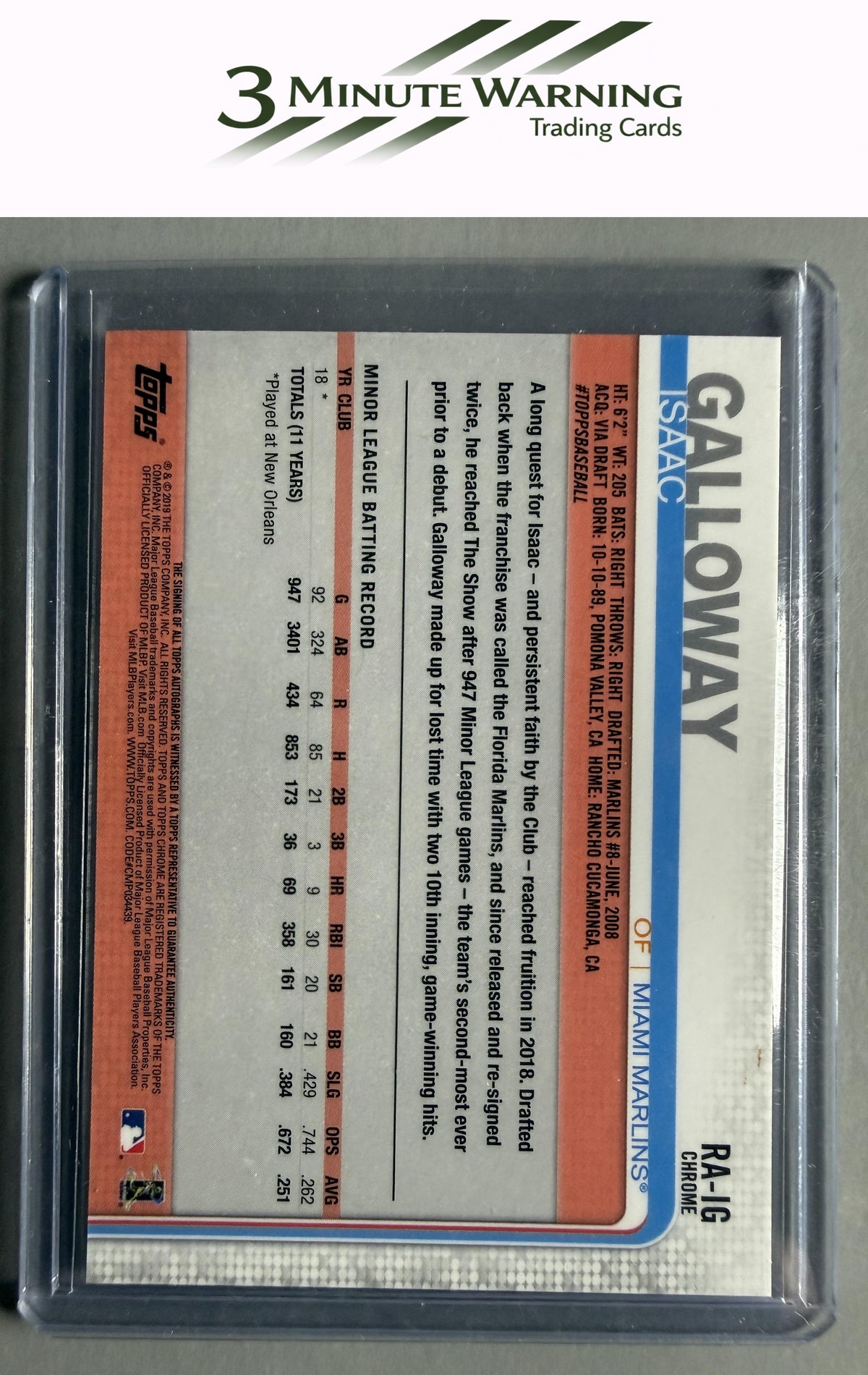 2019 Topps Chrome #RA-IG Isaac Galloway Rookie Autographs