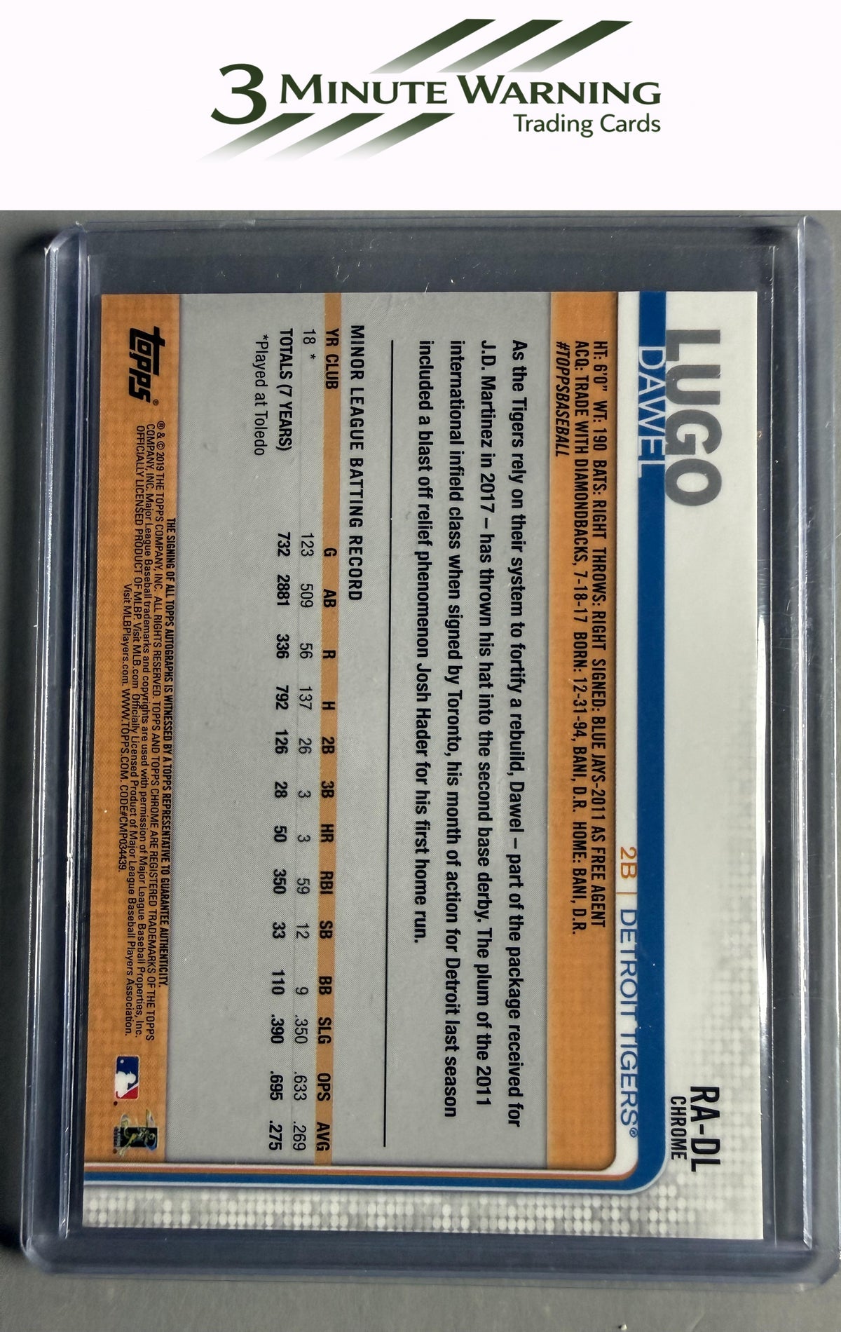 2019 Topps Chrome #RA-DL Dawel Lugo Rookie Autographs