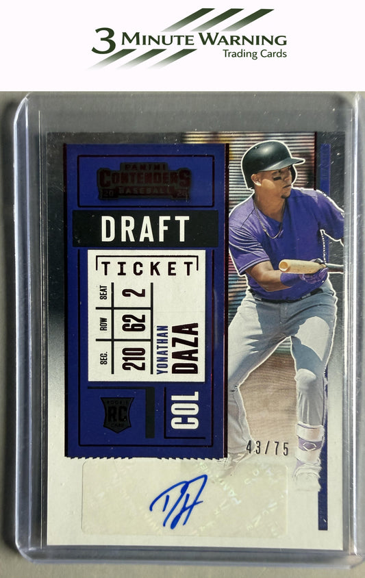 2020 Panini Contenders #137 Yonathan Daza Draft Ticket Red #/75