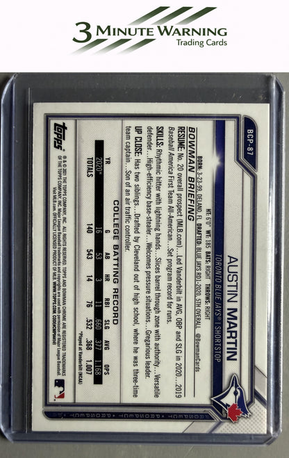 2021 Bowman #BCP-87 Austin Martin Chrome Prospects