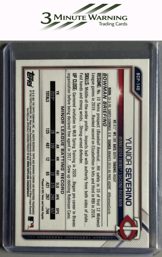 2021 Bowman #BCP-140 Yunior Severino Chrome Prospects