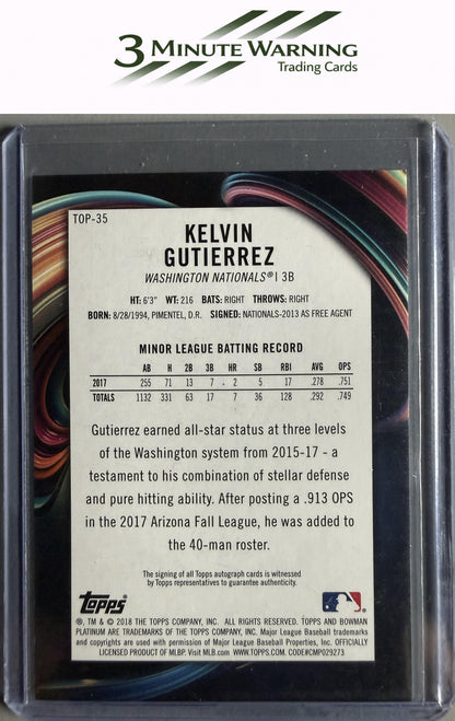 2018 Bowman Platinum #TOP-35 Kelvin Gutierrez Top Prospects Autographs