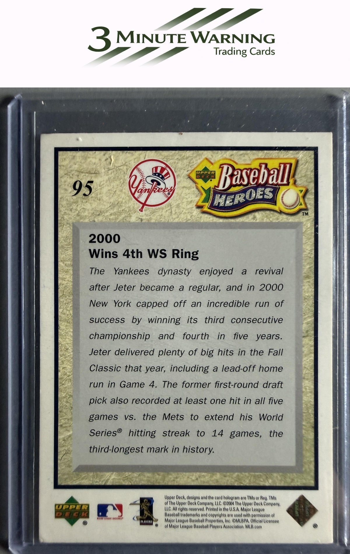 2005 Upper Deck #95 Derek Jeter Baseball Heroes: Derek Jeter