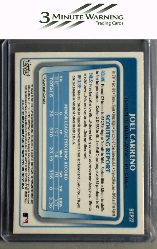 2011 Bowman #BCP22 Joel Carreno Chrome Prospects