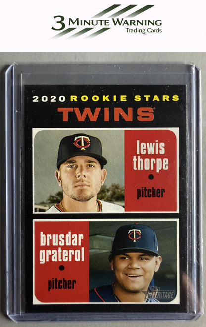 2020 Topps Heritage #74 Twins 2020 Rookie Stars (Lewis Thorpe / Brusdar Graterol)