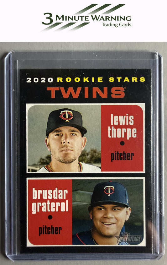 2020 Topps Heritage #74 Twins 2020 Rookie Stars (Lewis Thorpe / Brusdar Graterol)