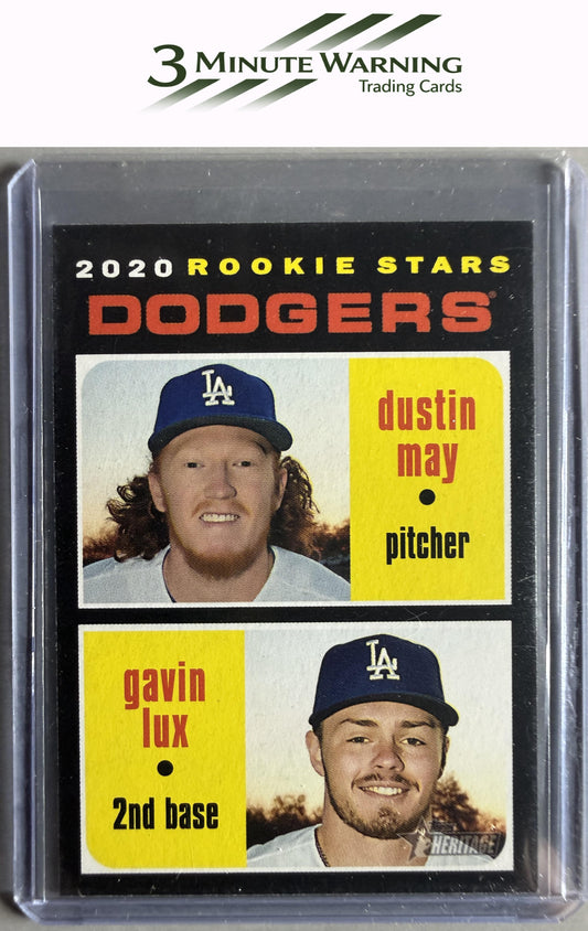2020 Topps Heritage #188 Dodgers 2020 Rookie Stars (Dustin May / Gavin Lux)