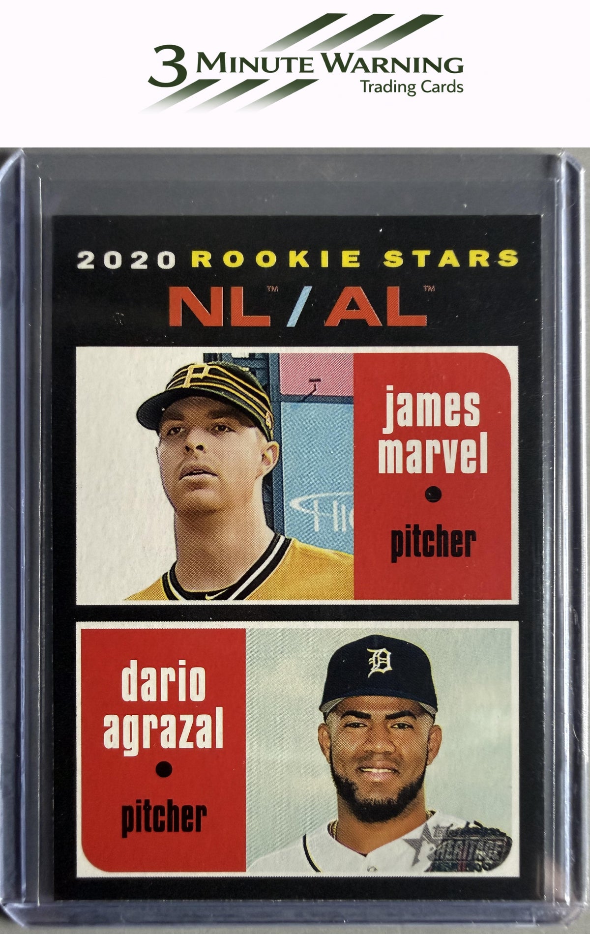 2020 Topps Heritage #27 NL/AL 2020 Rookie Stars (James Marvel / Dario Agrazal)