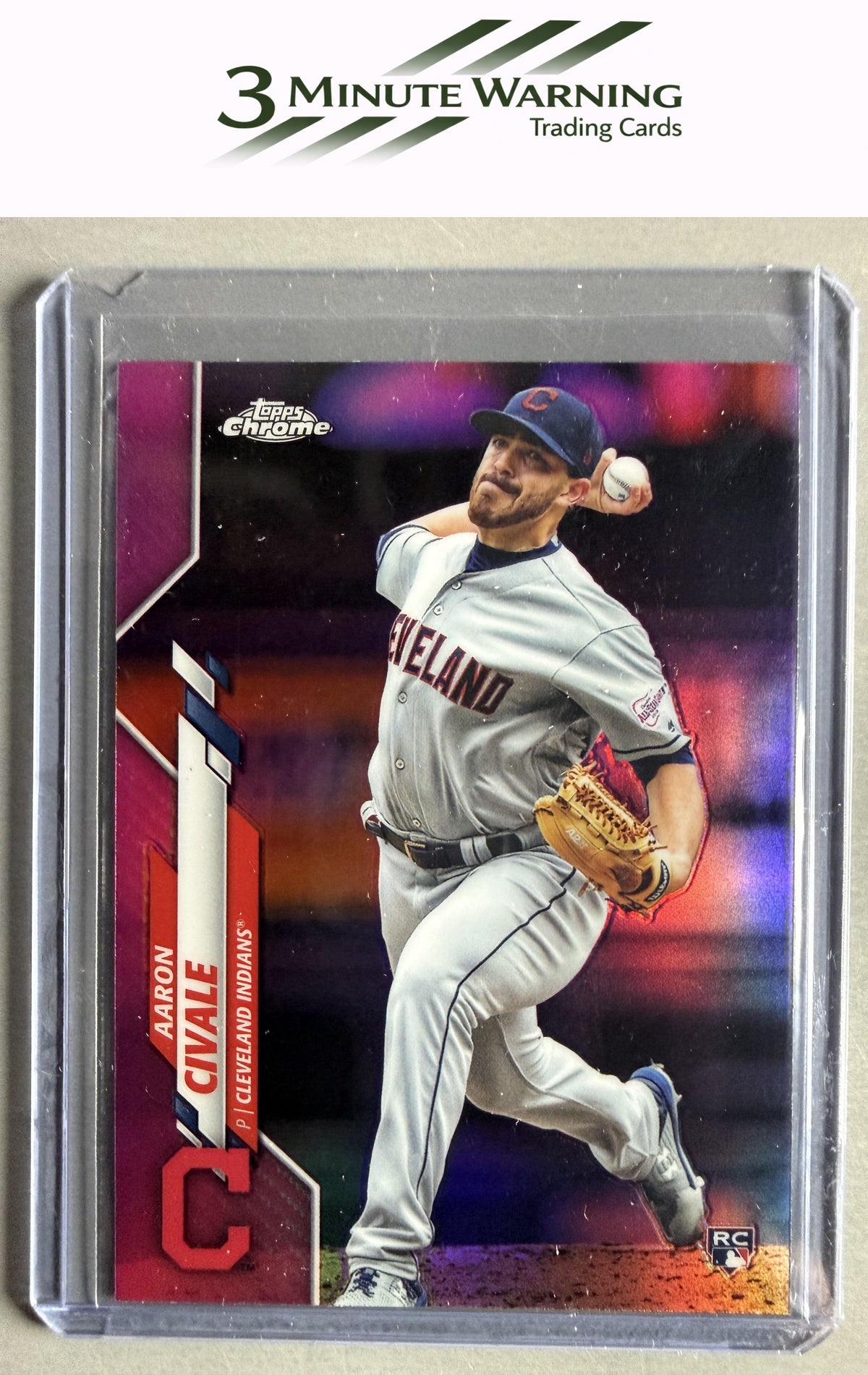 2020 Topps Chrome #143 Aaron Civale Pink Refractor