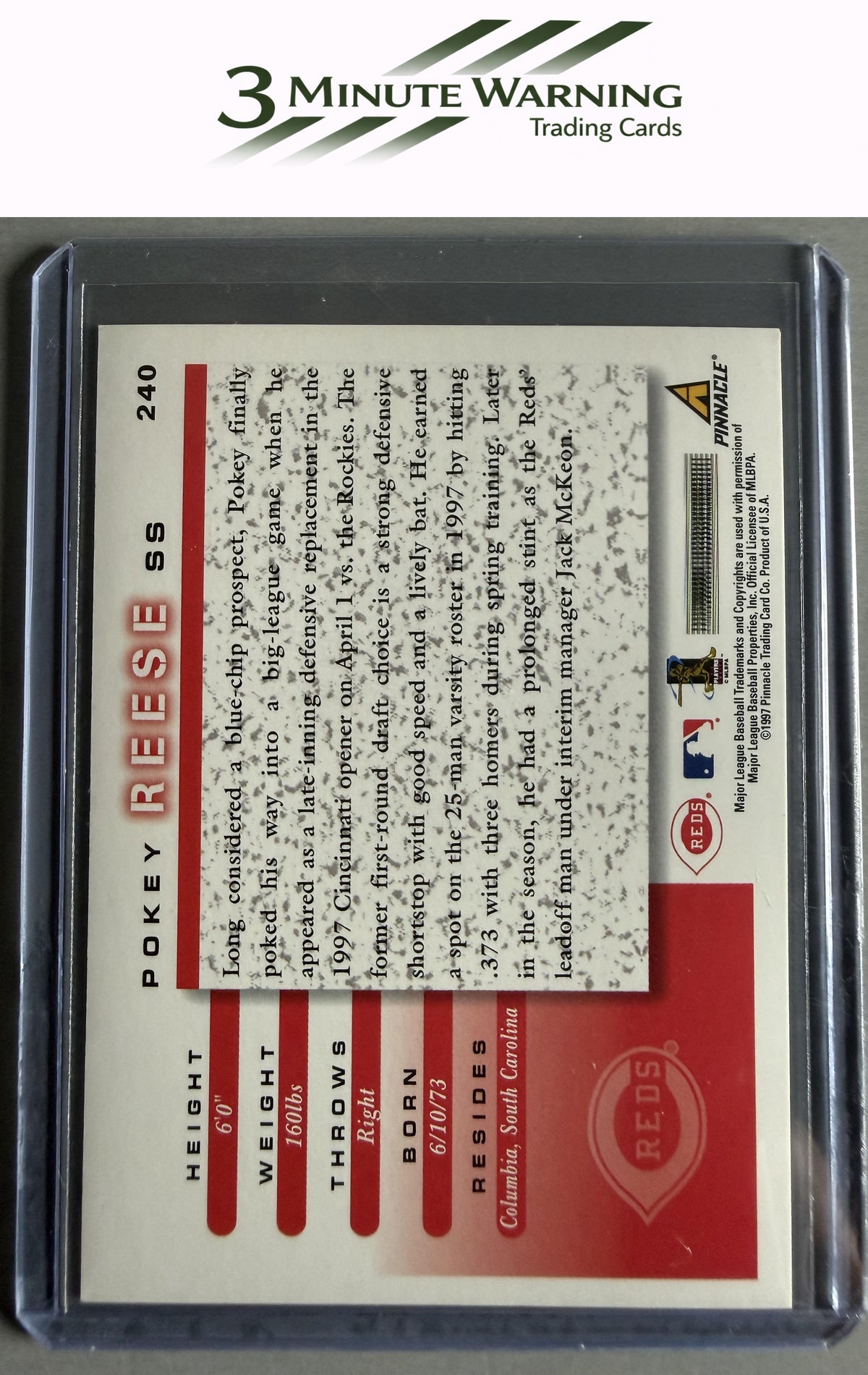 1998 Score #240 Pokey Reese