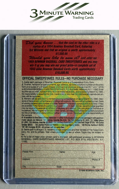 1989 Bowman #NNO Ted Williams Reprint Sweepstakes