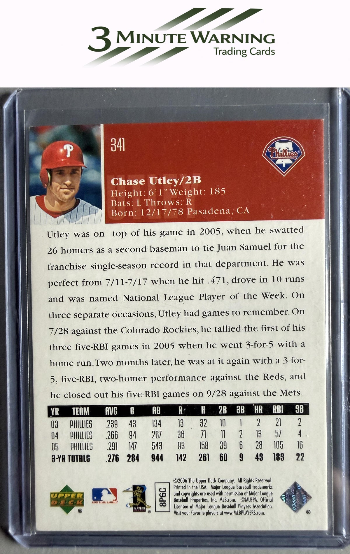 2006 Upper Deck #341 Chase Utley Gold #/299