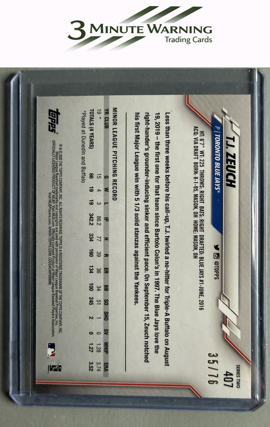 2020 Topps #407 T.J. Zeuch Independence Day #/76