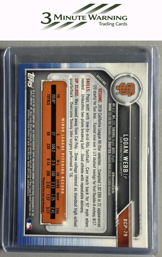 2019 Bowman #BCP-79 Logan Webb Chrome Prospects
