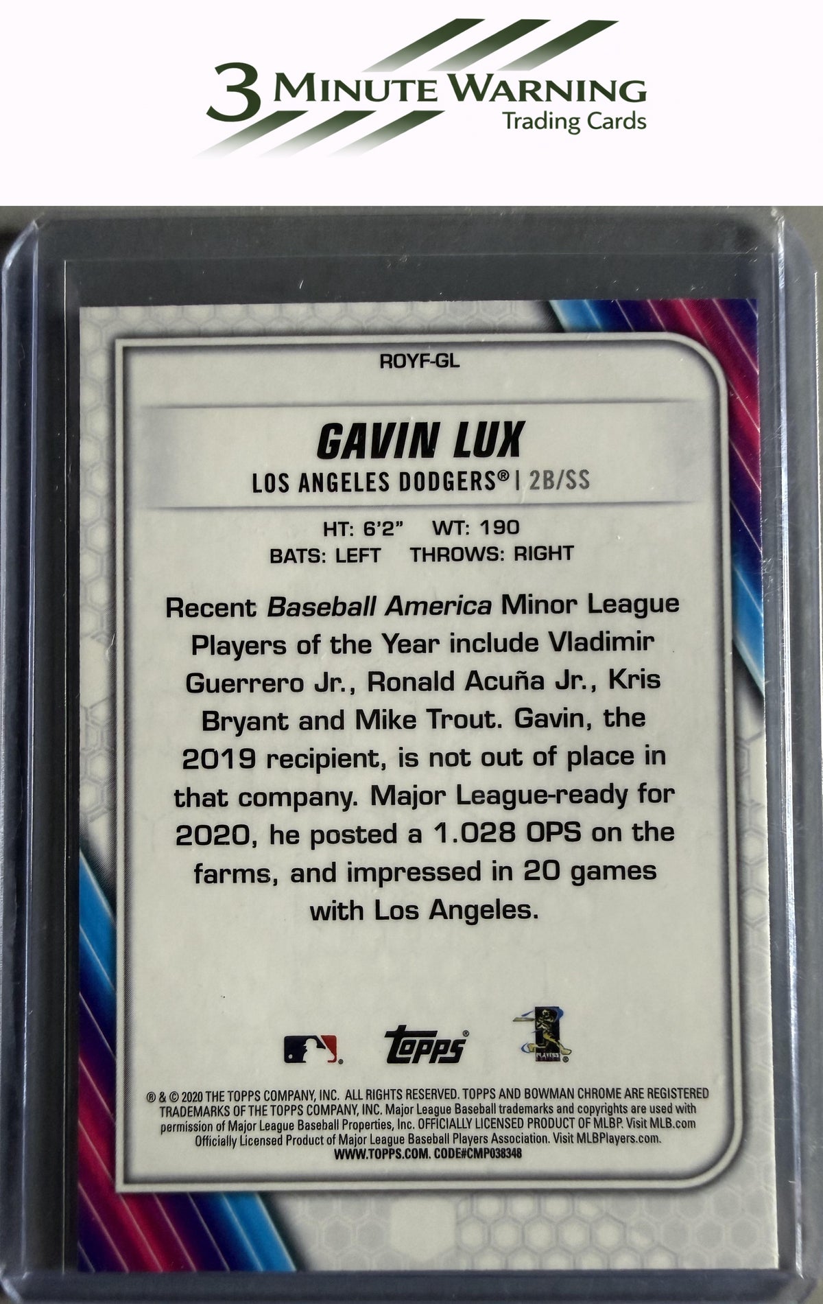 2020 Bowman #ROYF-GL Gavin Lux Chrome Rookie of the Year Favorites