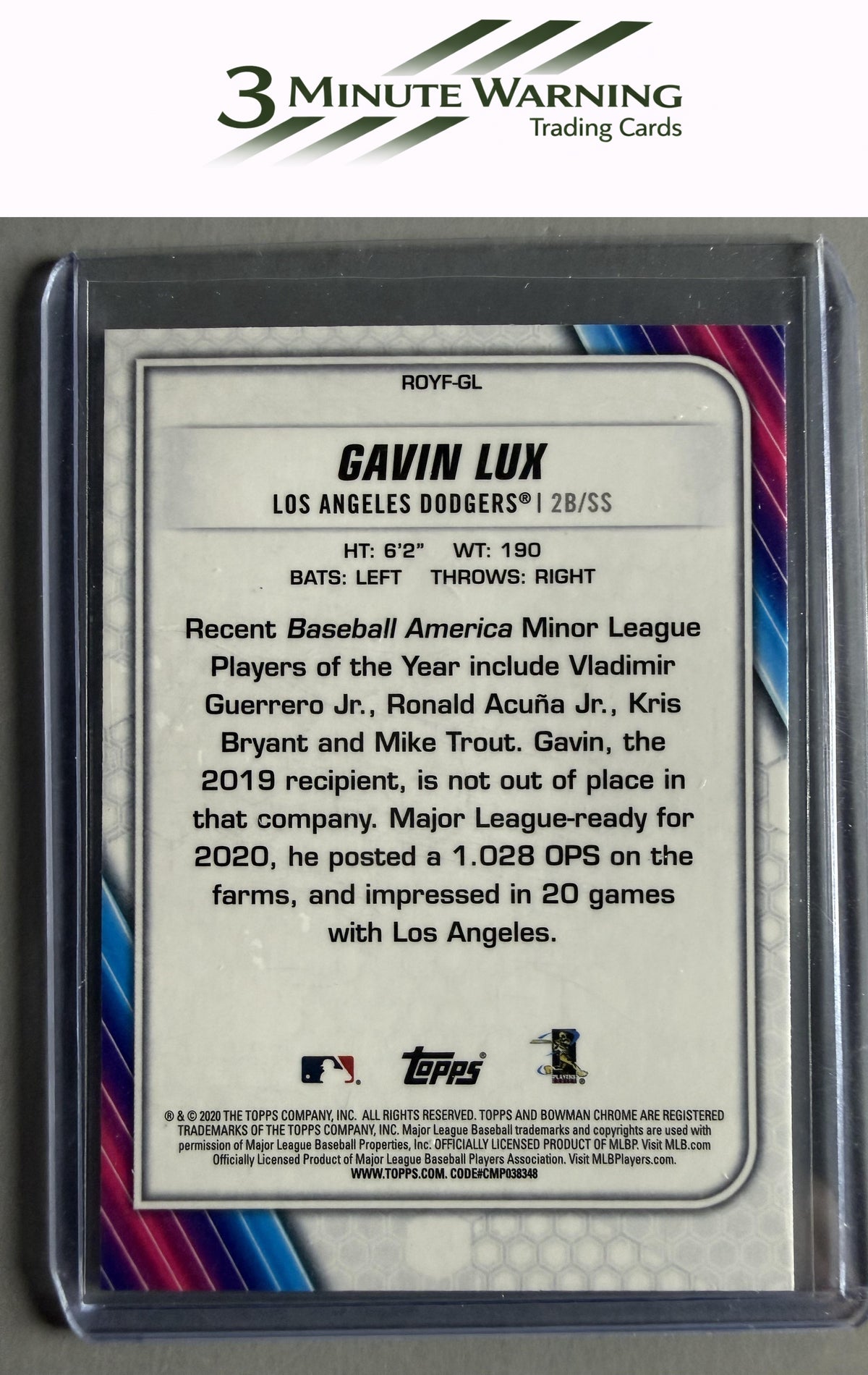 2020 Bowman #ROYF-GL Gavin Lux Chrome Rookie of the Year Favorites