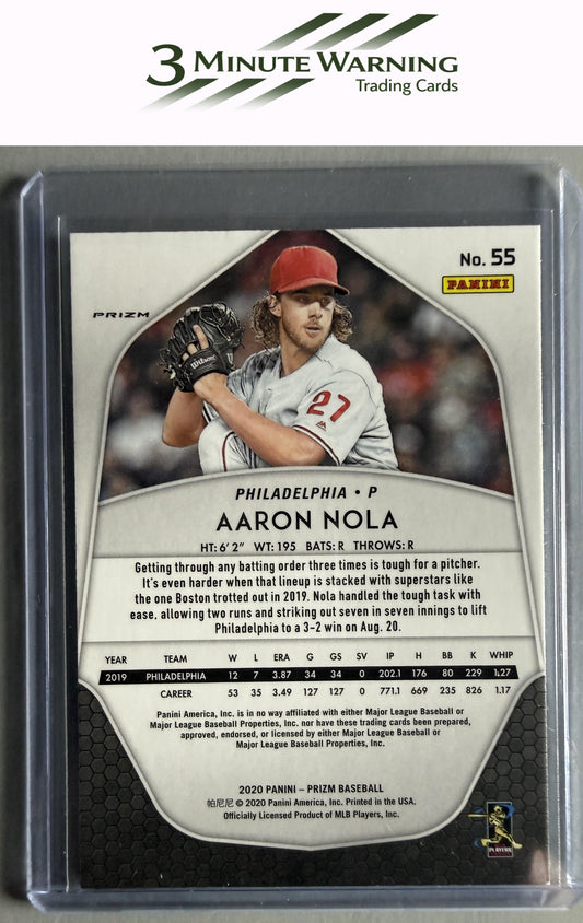 2020 Panini Prizm #55 Aaron Nola Red, White and Blue Prizm