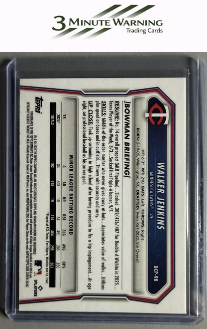 2026 Bowman #BCP-98 Walker Jenkins Chrome Prospects Lazer